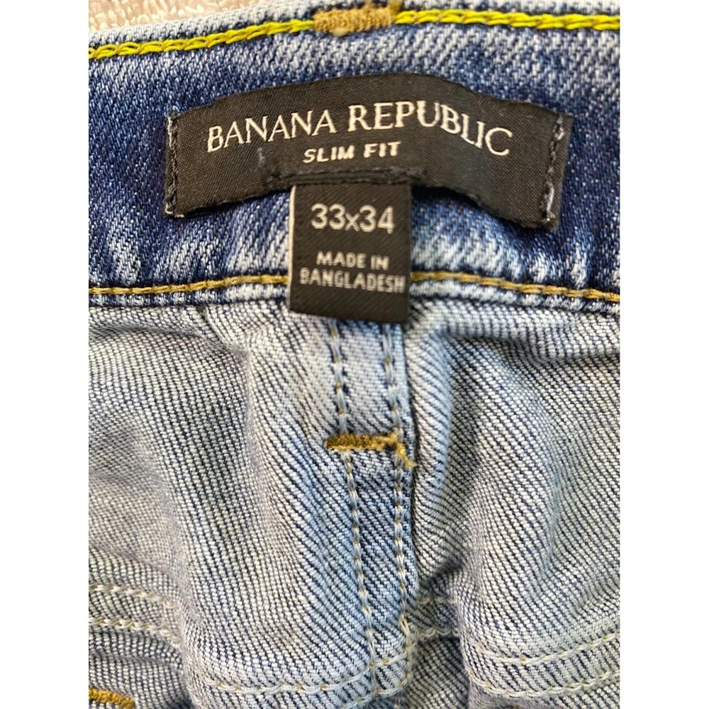 Banana Republic Slim Fit Jeans Mens 33x34 Medium Wash Blue Denim Stretch‎ Pants